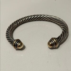- Sterling Silver and 18kt Gold Twisted Cuff Bracelet- larger size 7mm